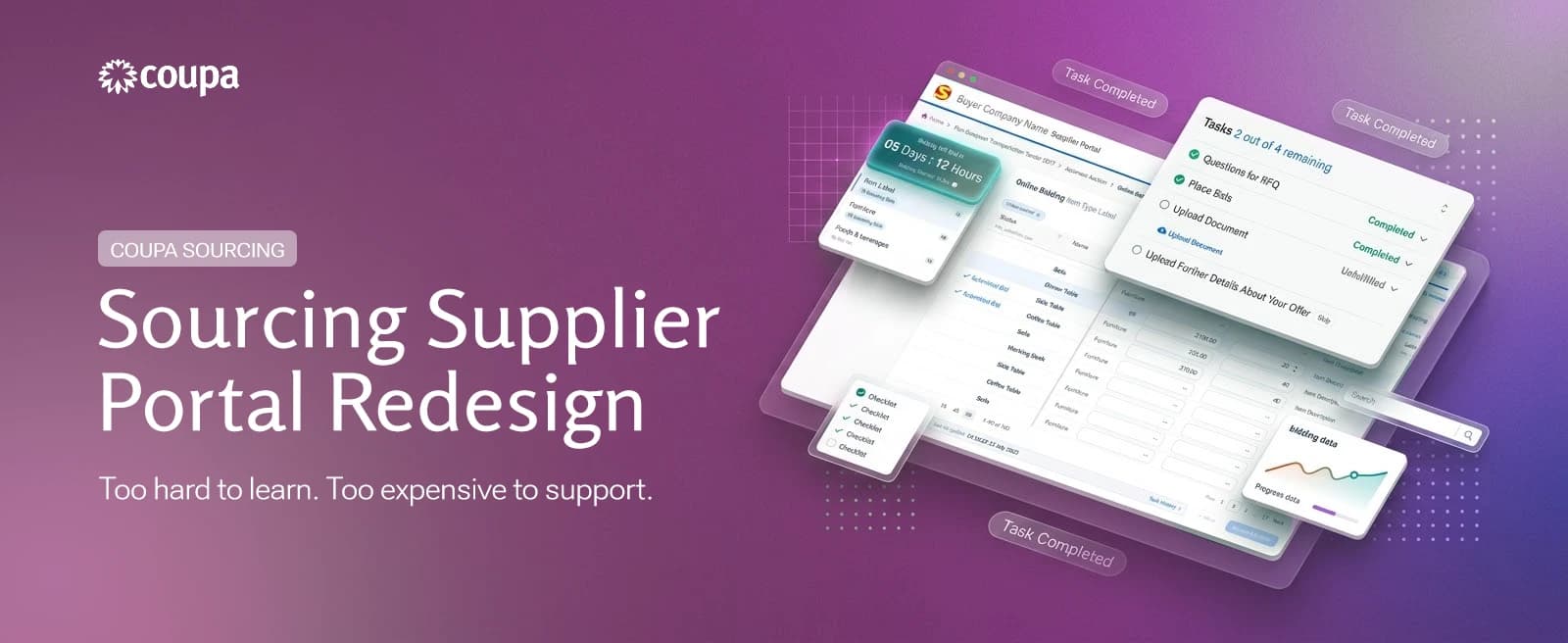 Coupa Sourcing – Sourcing Supplier Portal Redesign: too hard to learn, too expensive to support
